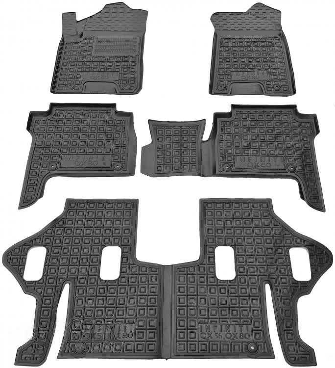 Килимки гумові QX80 2018- (7 місць) (41351)